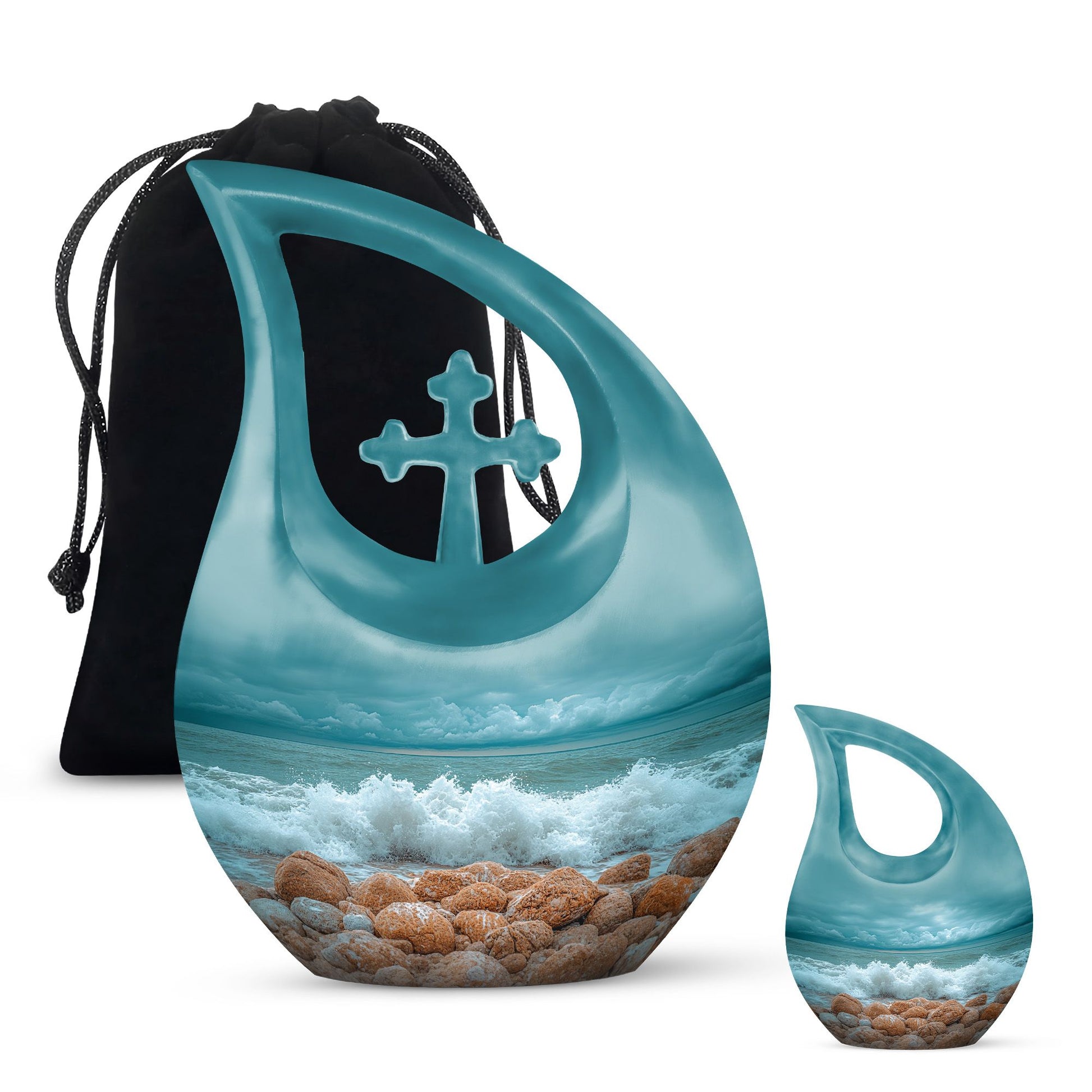 Sea Theme Large Urn With 1 Keepsake Urn
