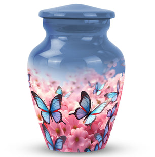 Blue Butterfly Meadow- Butterfly Urn Teardrop Shape Urn For Ashes