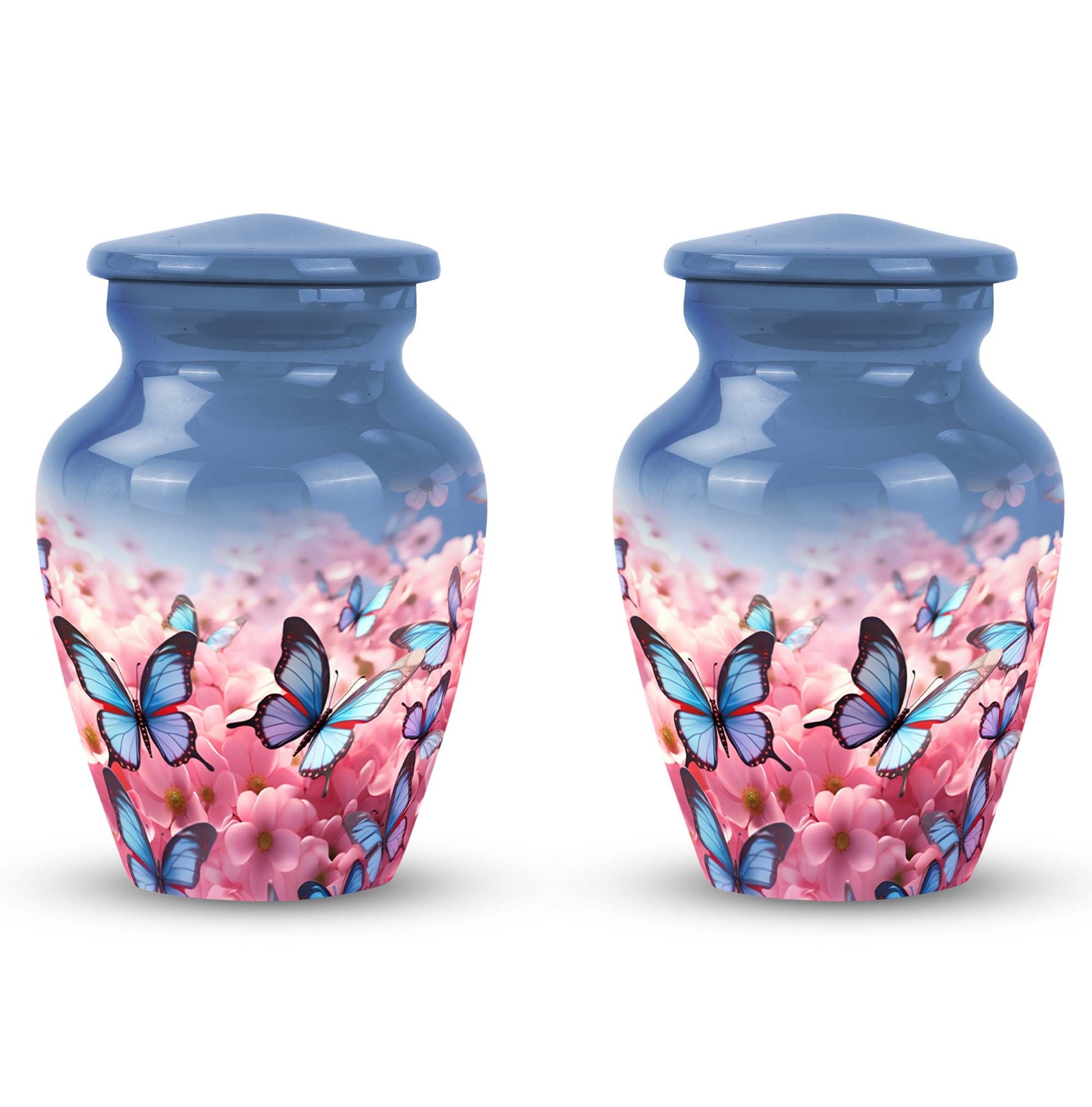 Blue Butterfly Meadow- Butterfly Urn Teardrop Shape Urn For Ashes