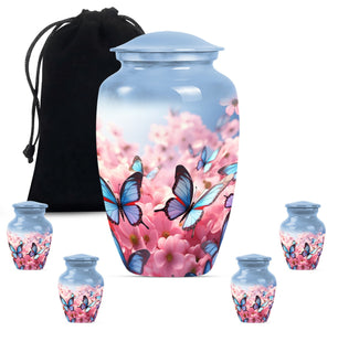 Blue Butterfly Meadow- Butterfly Urn Teardrop Shape Urn For Ashes
