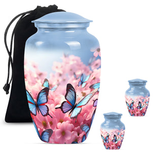 Blue Butterfly Meadow- Butterfly Urn Teardrop Shape Urn For Ashes