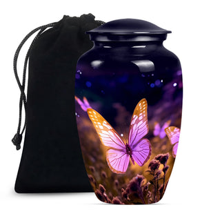 Pink Butterfly Meadow - Butterfly Urn Teardrop Cremation Urn For Ashes