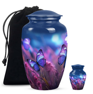 Butterfly Purple Meadow- Butterfly Urn Teardrop Cremation Urn