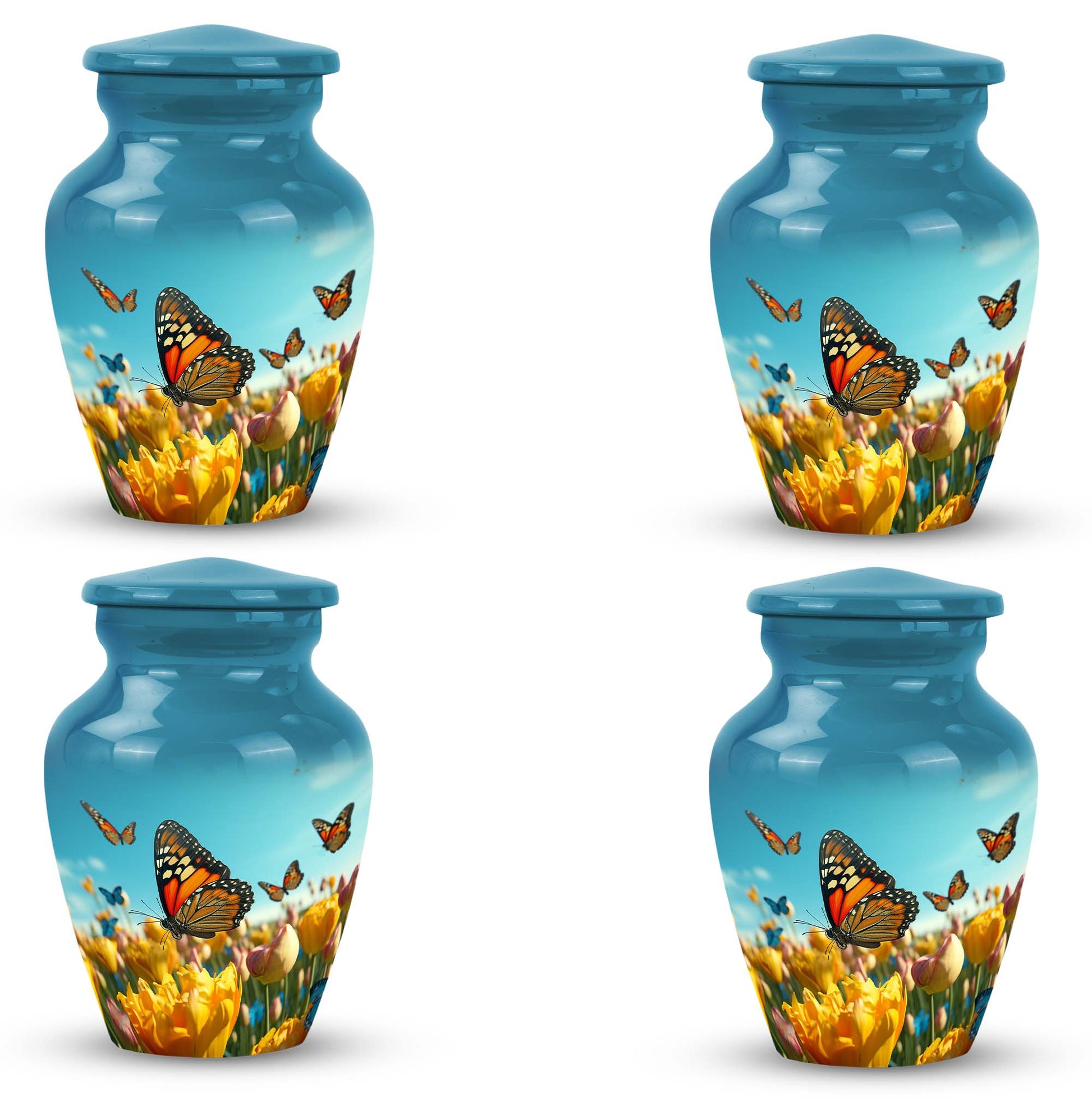 Butterflies Fly In A Meadow Large Teardrop Urn For Ashes