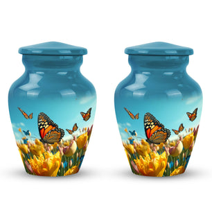 Butterflies Fly In A Meadow Large Teardrop Urn For Ashes