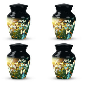 Butterflies Fly In A Sunset Meadow Teardrop Cremation Urn
