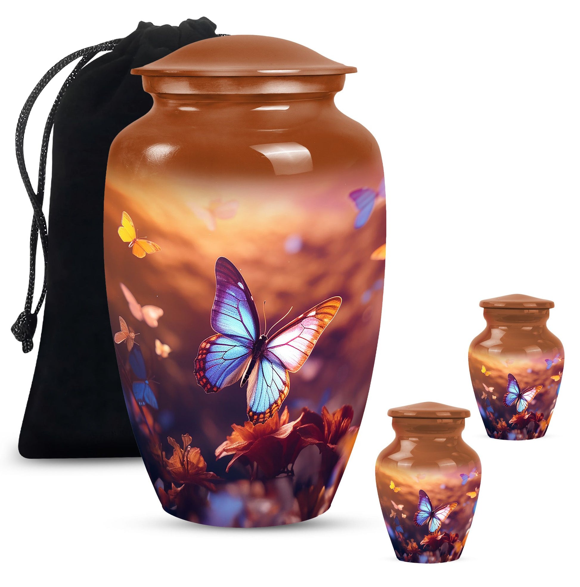 Blue Butterlies- Butterfly Urn Teardrop Cremation Urn