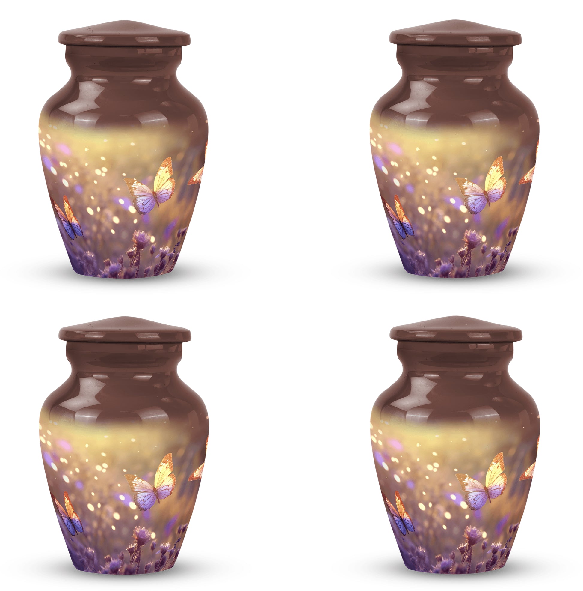 Butterflies Fly In A Sunset Meadow Teardrop Cremation Urn For Ashes