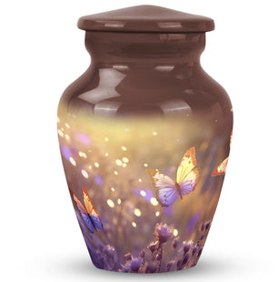 Butterflies Fly In A Sunset Meadow Teardrop Cremation Urn For Ashes
