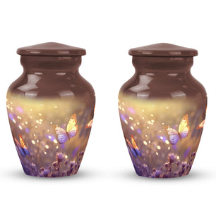 Butterflies Fly In A Sunset Meadow Teardrop Cremation Urn For Ashes