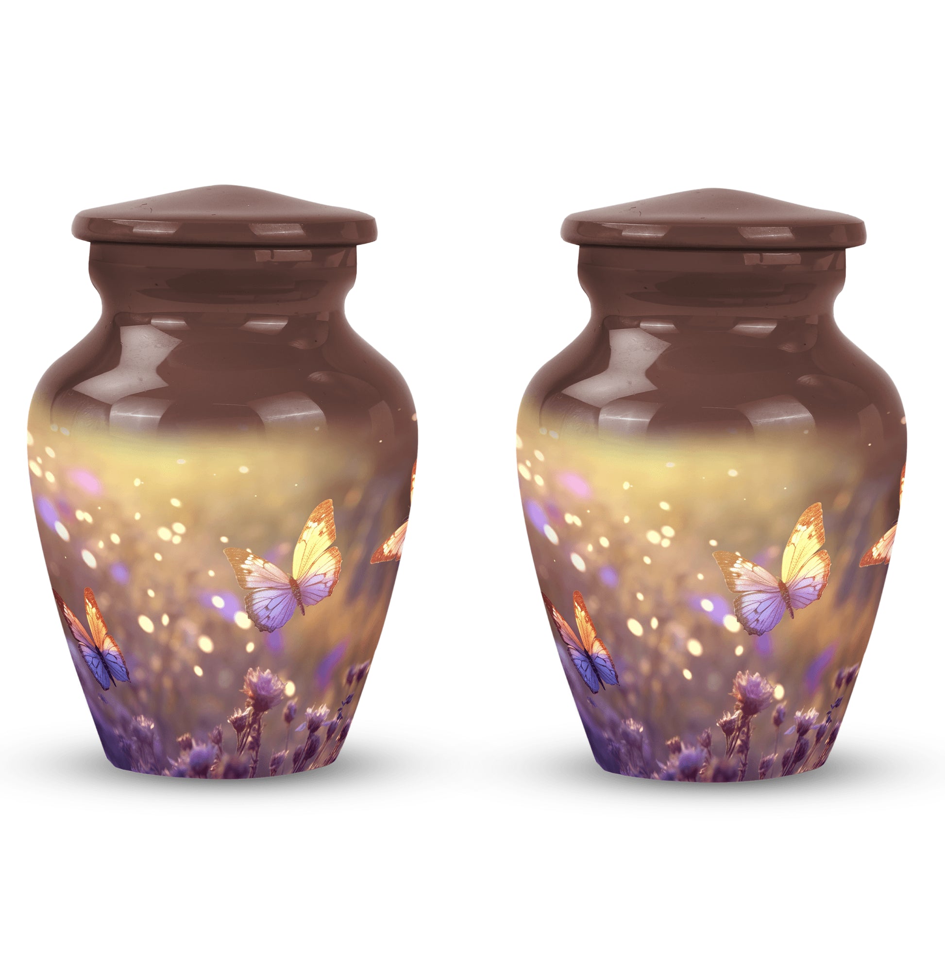 Butterflies Fly In A Sunset Meadow Teardrop Cremation Urn For Ashes