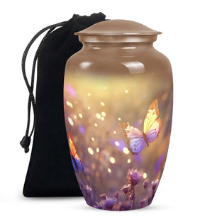 Butterflies Fly In A Sunset Meadow Teardrop Cremation Urn For Ashes