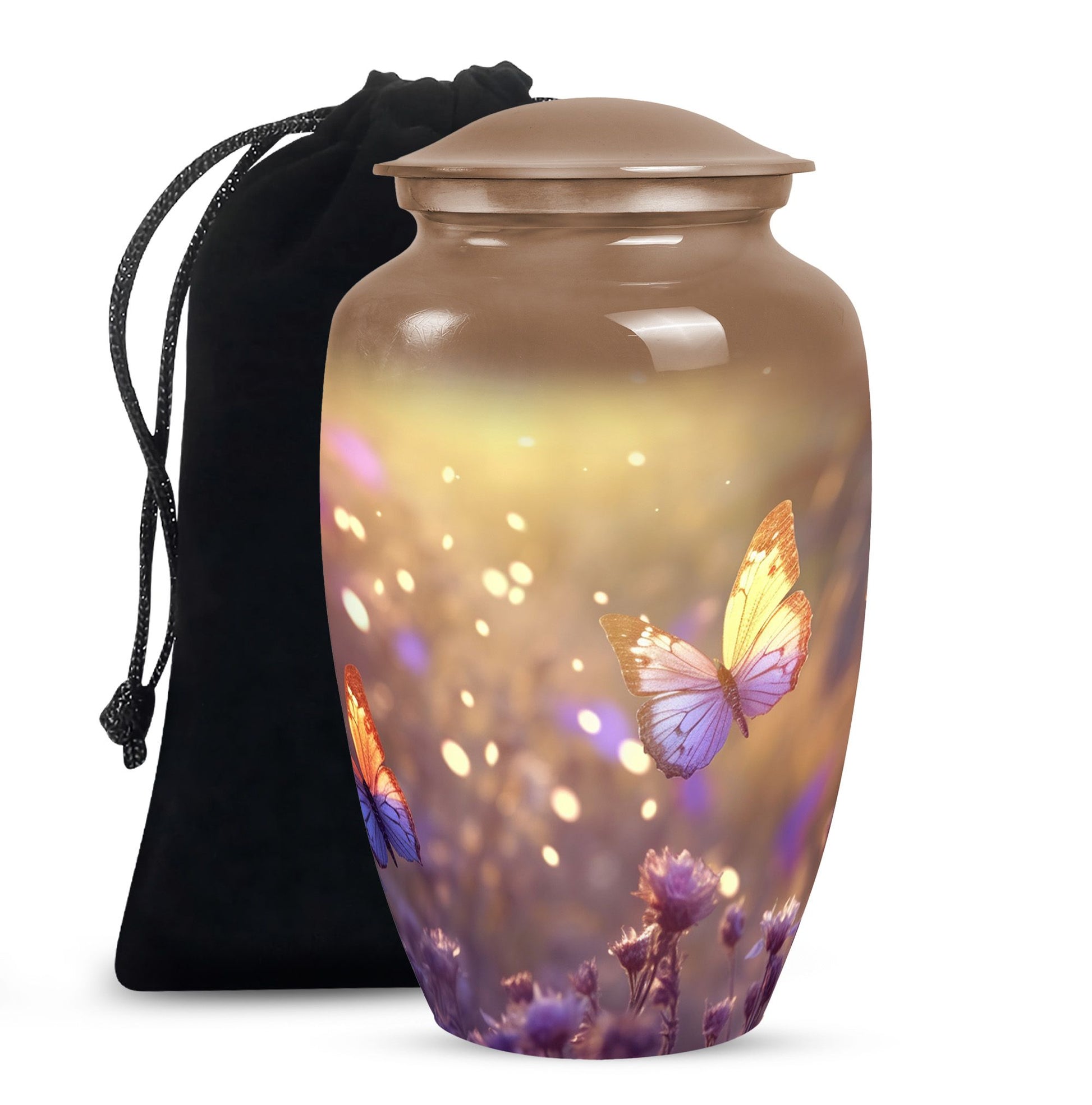 Butterflies Fly In A Sunset Meadow Teardrop Cremation Urn For Ashes