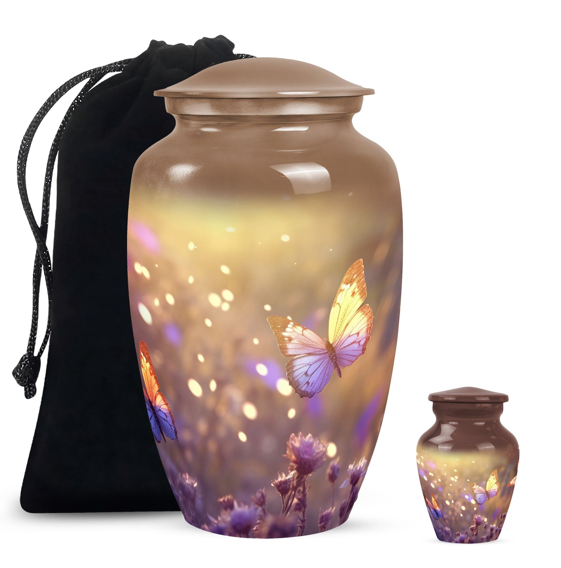 Butterflies Fly In A Sunset Meadow Teardrop Cremation Urn For Ashes