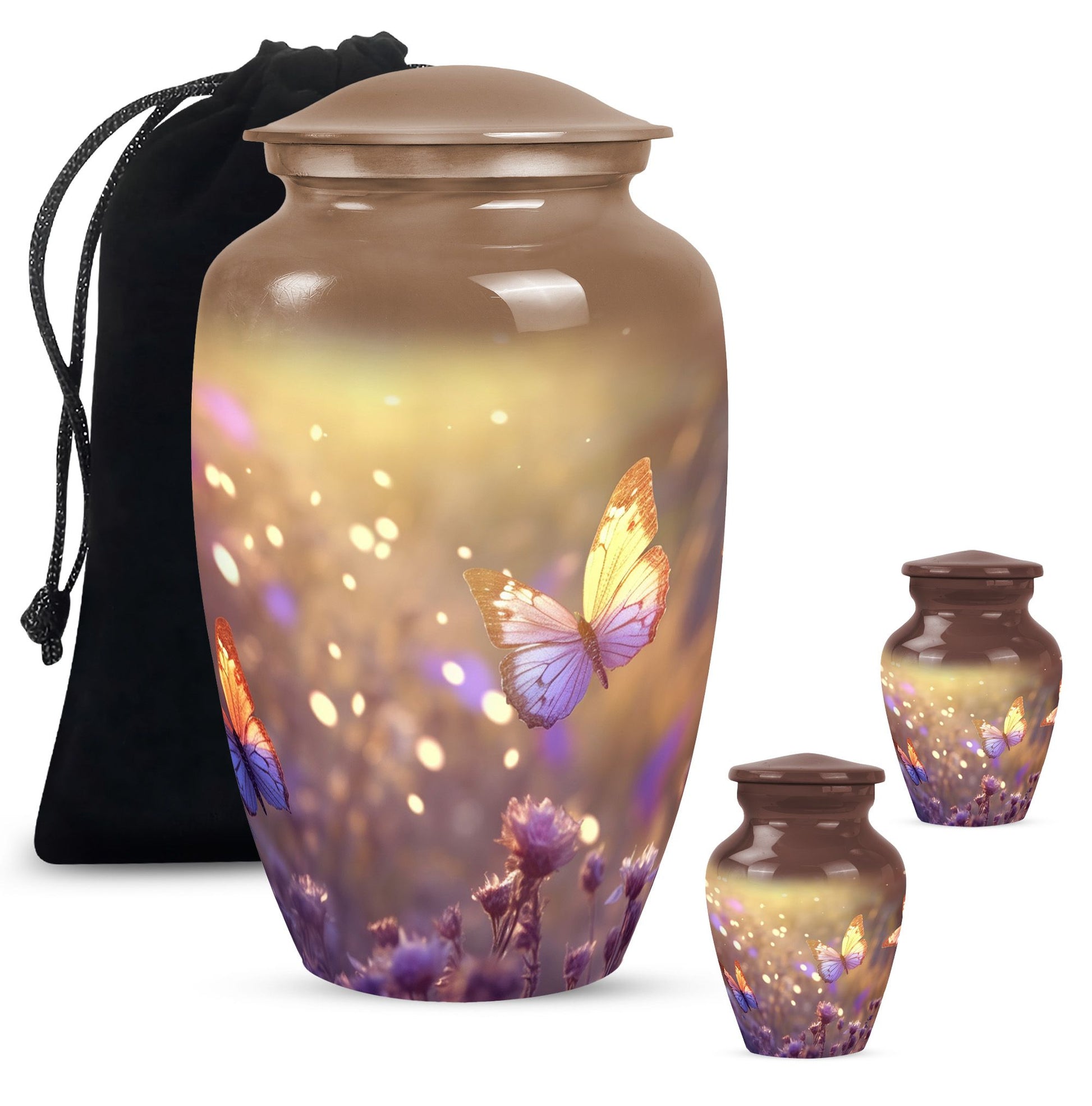 Butterflies Fly In A Sunset Meadow Teardrop Cremation Urn For Ashes