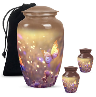 Butterflies Fly In A Sunset Meadow Teardrop Cremation Urn For Ashes