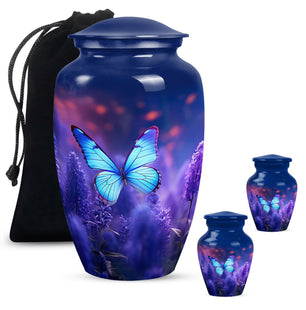 Purple Butterflies- Butterfly Urn Large Teardrop Urn For Ashes