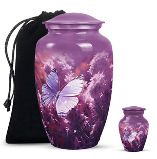 Purple Butterfly On A Purple Meadow Teardrop Shaped Urns For Ashes
