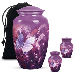 Purple Butterfly On A Purple Meadow Teardrop Shaped Urns For Ashes