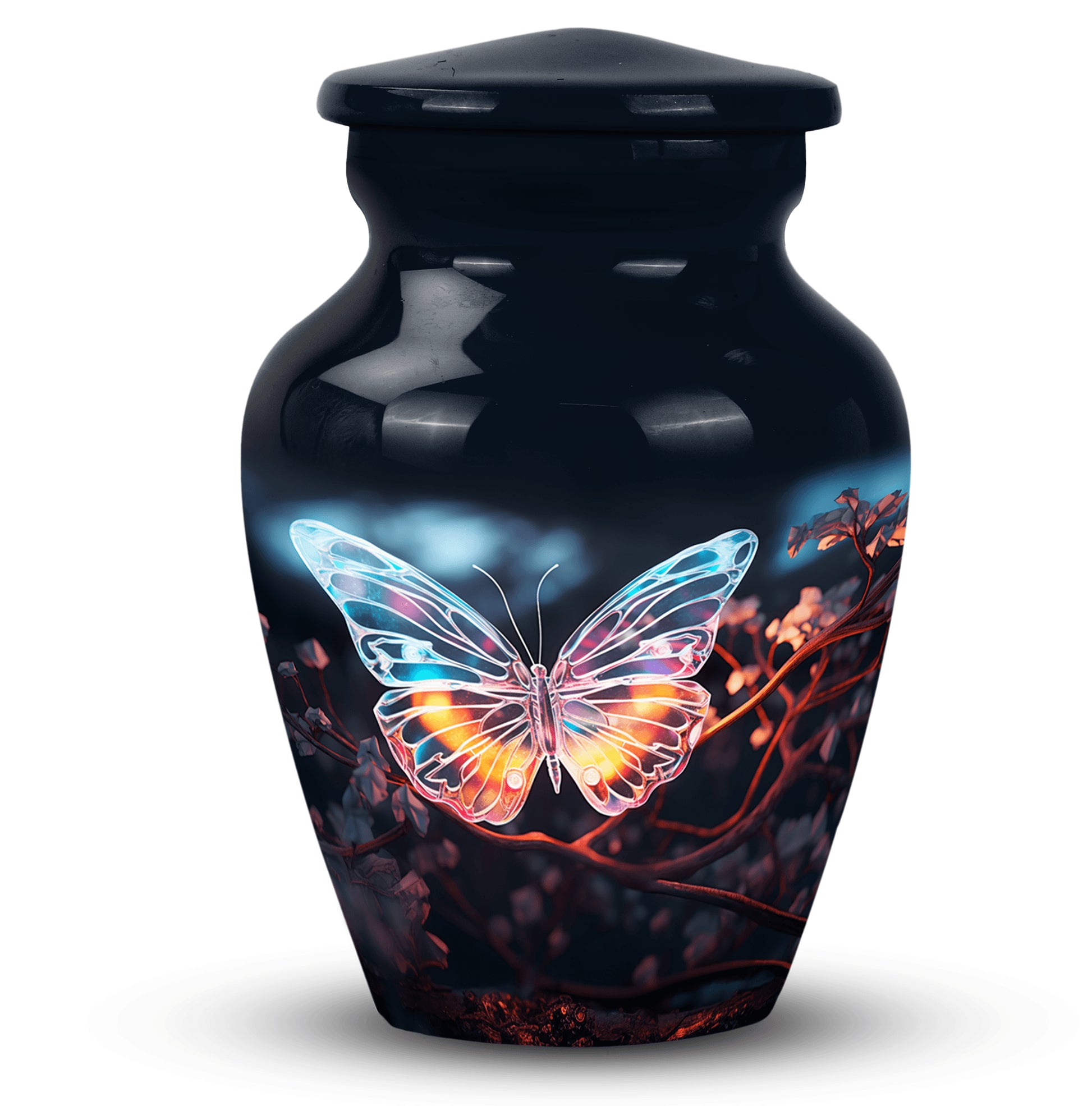 Magical Glowing Butterfly Fantasy Teardrop Cremation Urn For Ashes