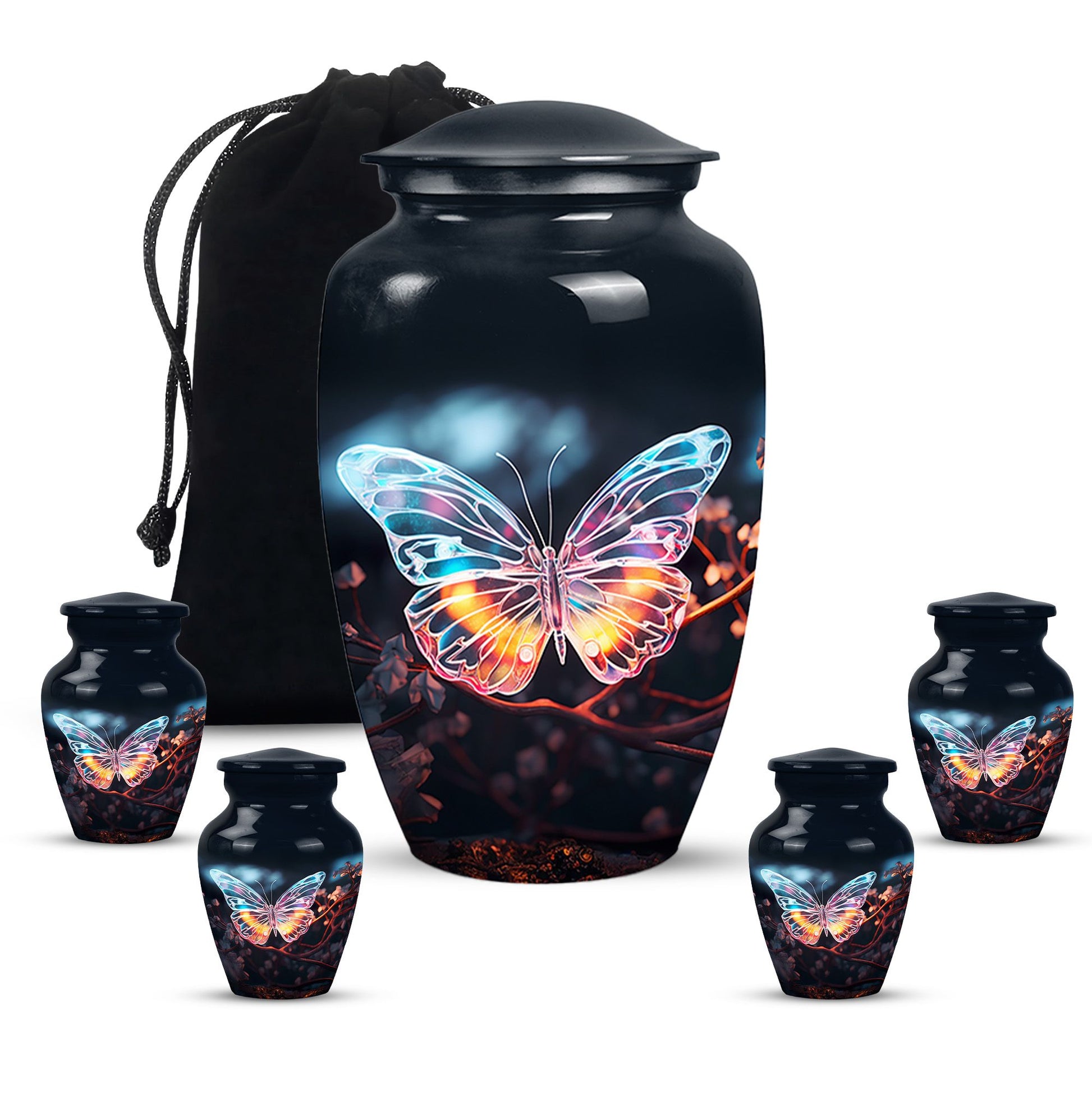 Magical Glowing Butterfly Fantasy Teardrop Cremation Urn For Ashes
