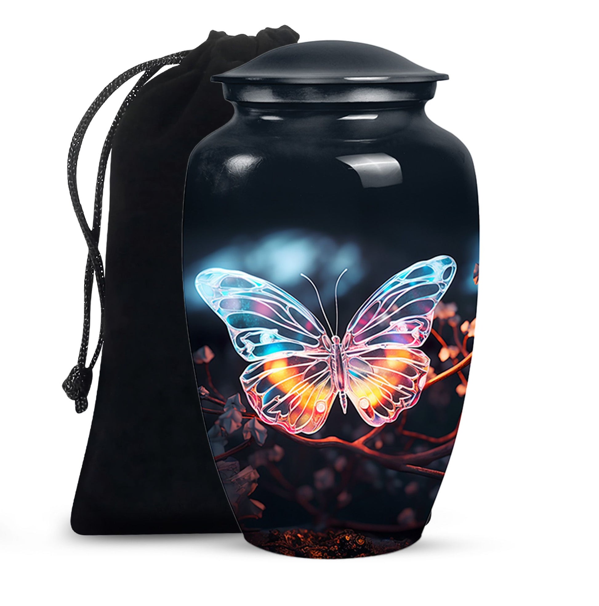 Magical Glowing Butterfly Fantasy Teardrop Cremation Urn For Ashes