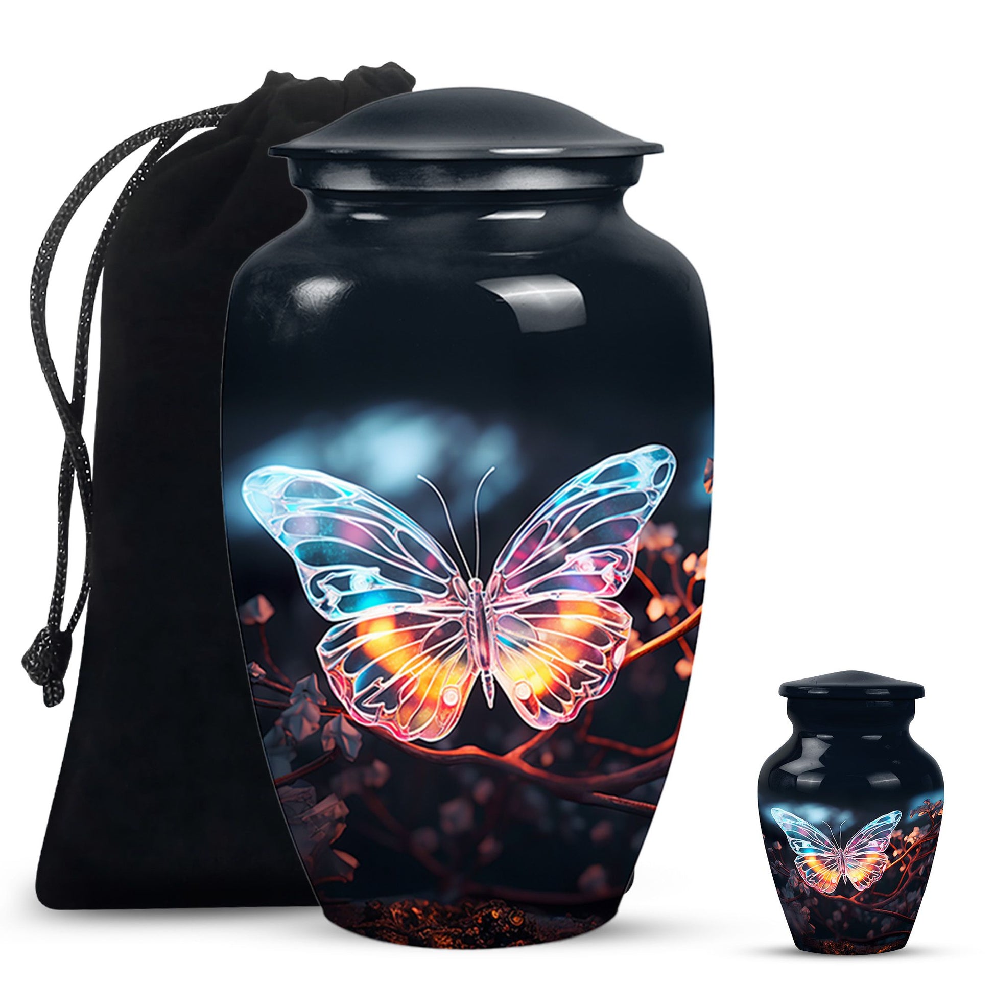 Magical Glowing Butterfly Fantasy Teardrop Cremation Urn For Ashes