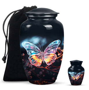 Magical Glowing Butterfly Fantasy Teardrop Cremation Urn For Ashes