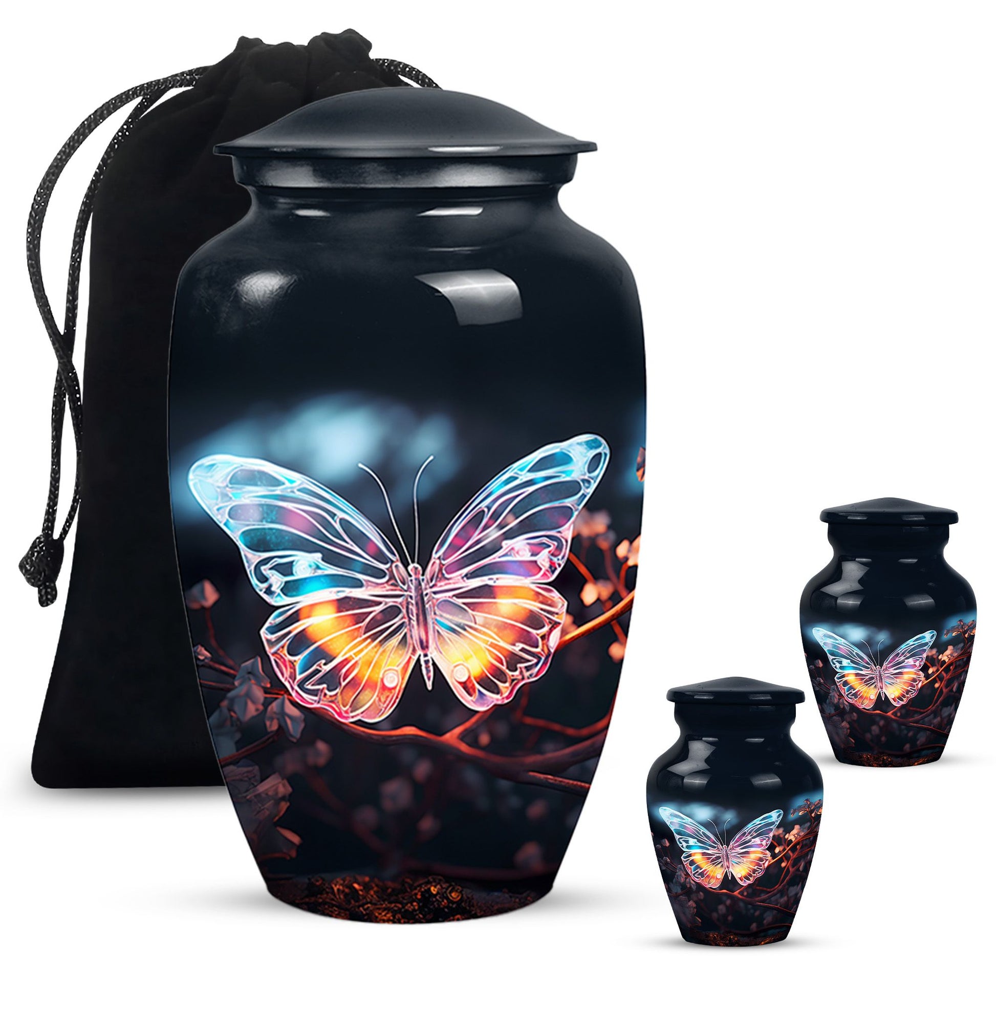 Magical Glowing Butterfly Fantasy Teardrop Cremation Urn For Ashes