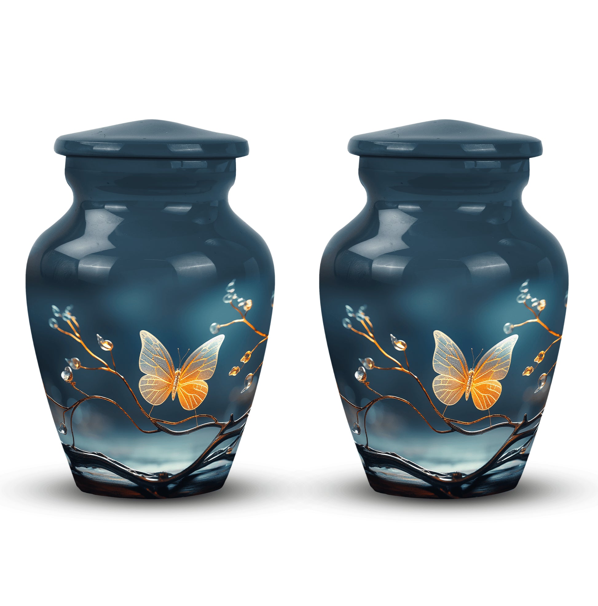 Magical Glowing Butterfly Fantasy Large Teardrop Urn For Ashes