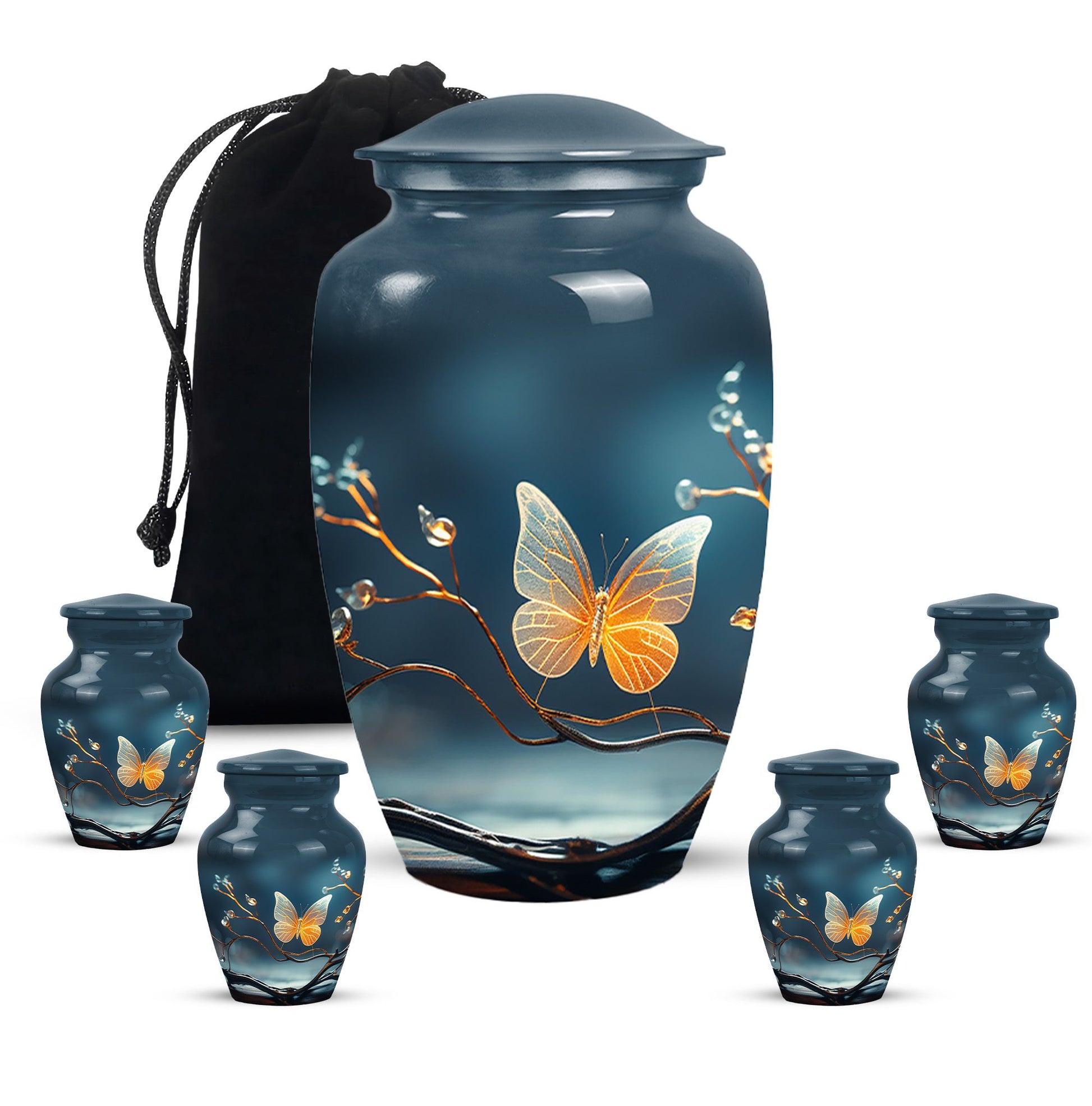 Magical Glowing Butterfly Fantasy Large Teardrop Urn For Ashes