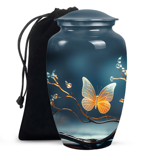 Magical Glowing Butterfly Fantasy Large Teardrop Urn For Ashes
