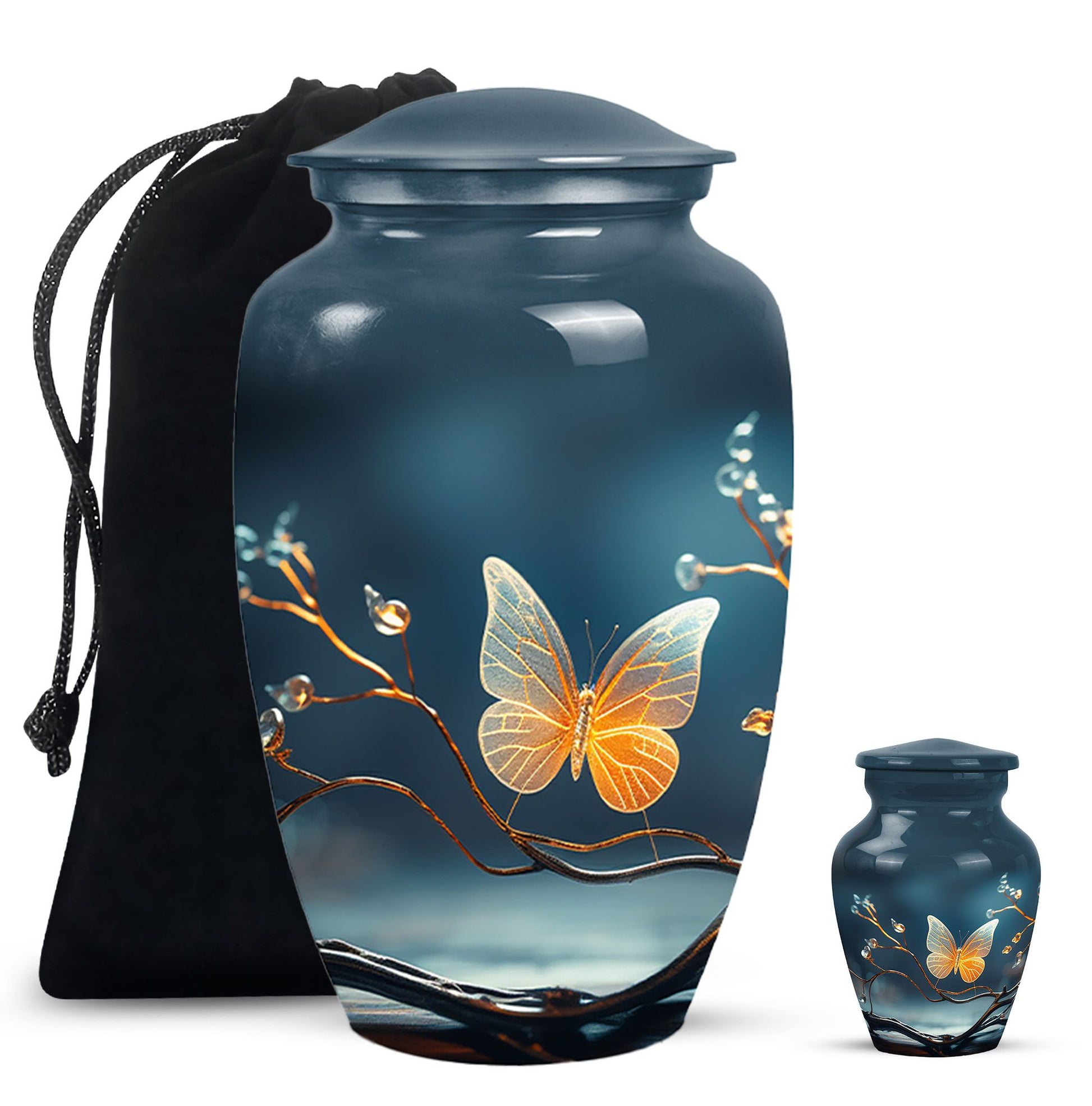 Magical Glowing Butterfly Fantasy Large Teardrop Urn For Ashes