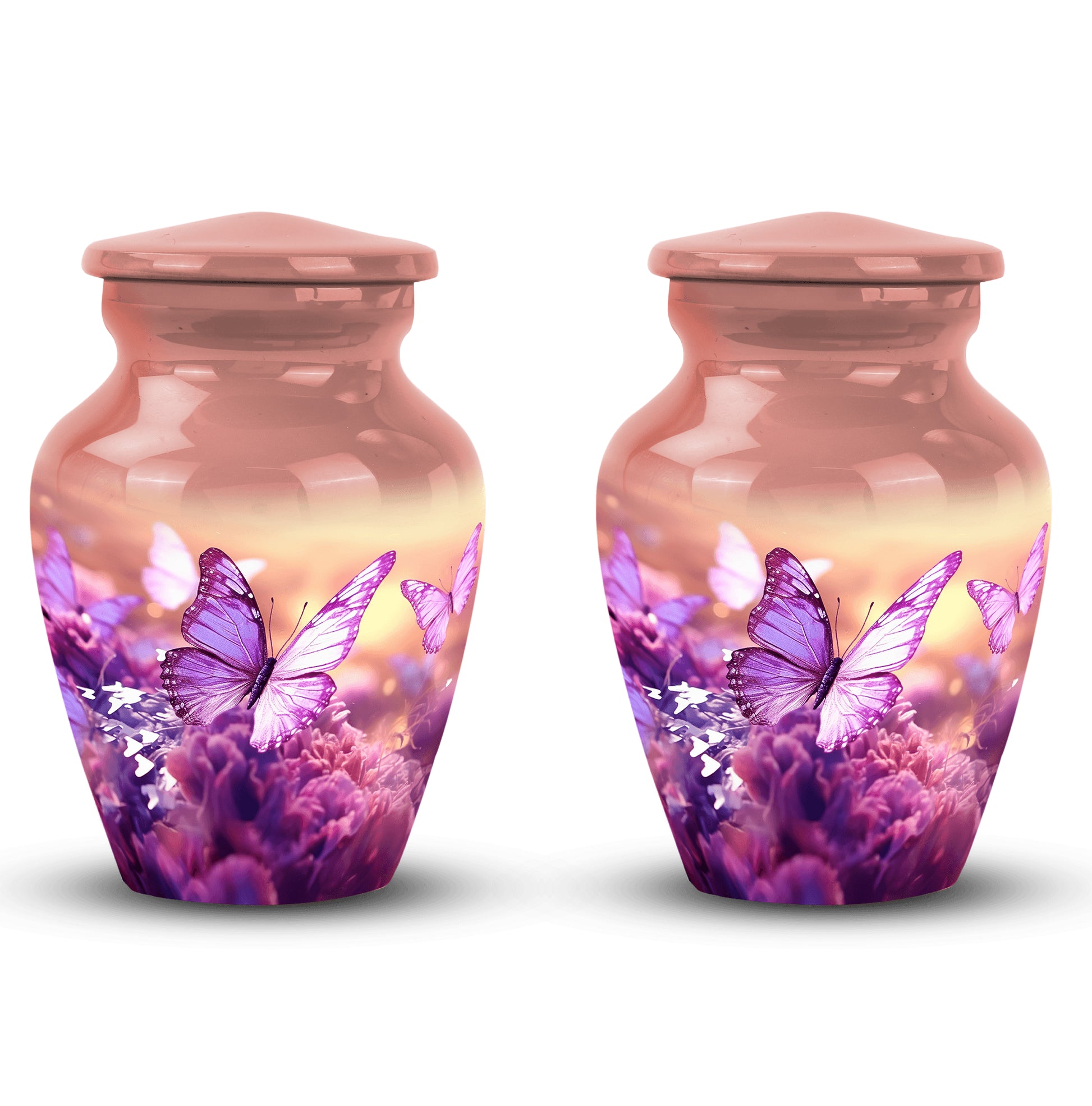 Butterflies Fly Sunset Meadow Teardrop Shaped Urns For Ashes