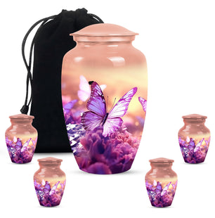 Butterflies Fly Sunset Meadow Teardrop Shaped Urns For Ashes