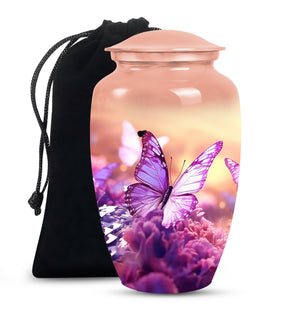 Butterflies Fly Sunset Meadow Teardrop Shaped Urns For Ashes