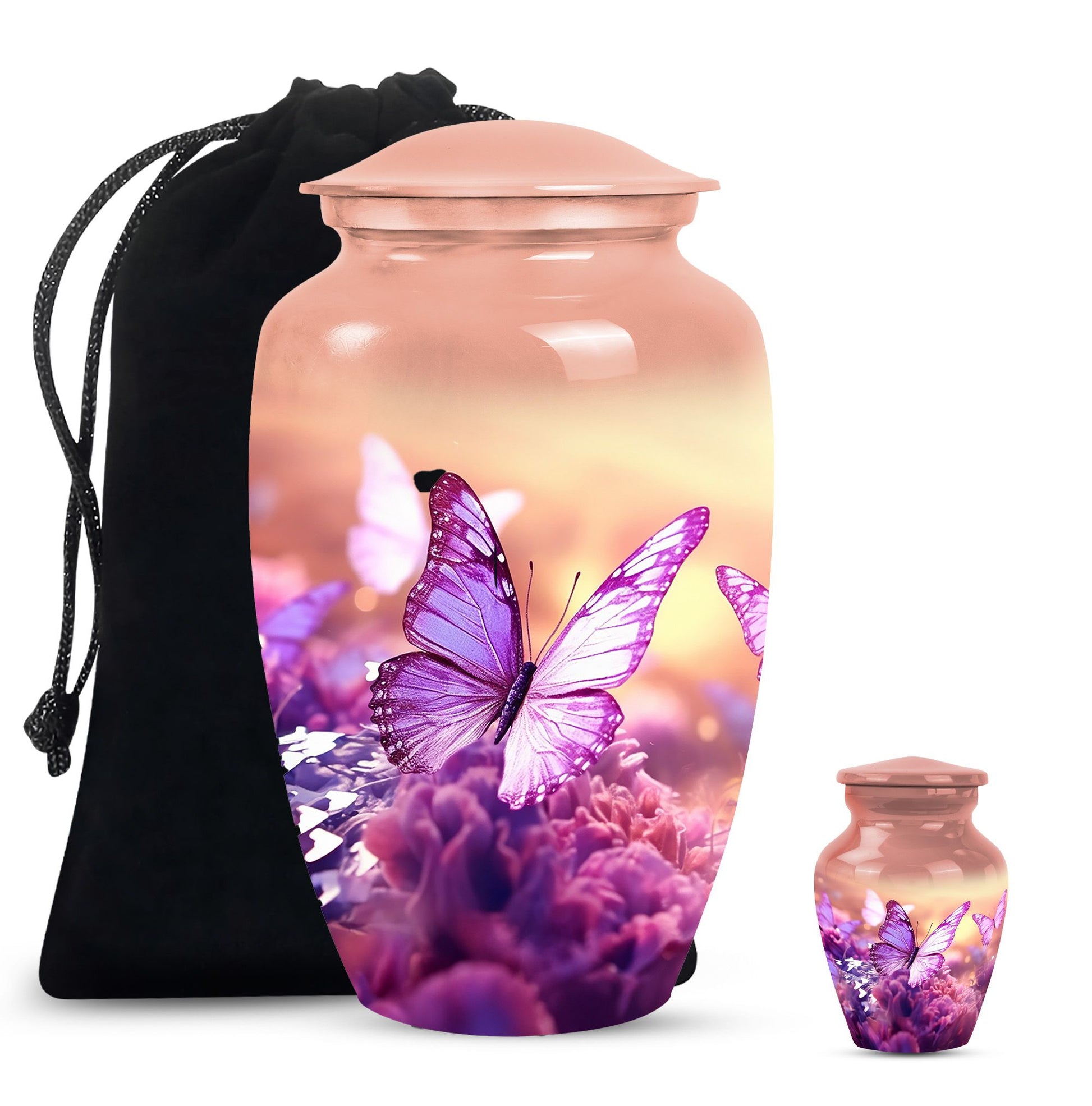 Butterflies Fly Sunset Meadow Teardrop Shaped Urns For Ashes