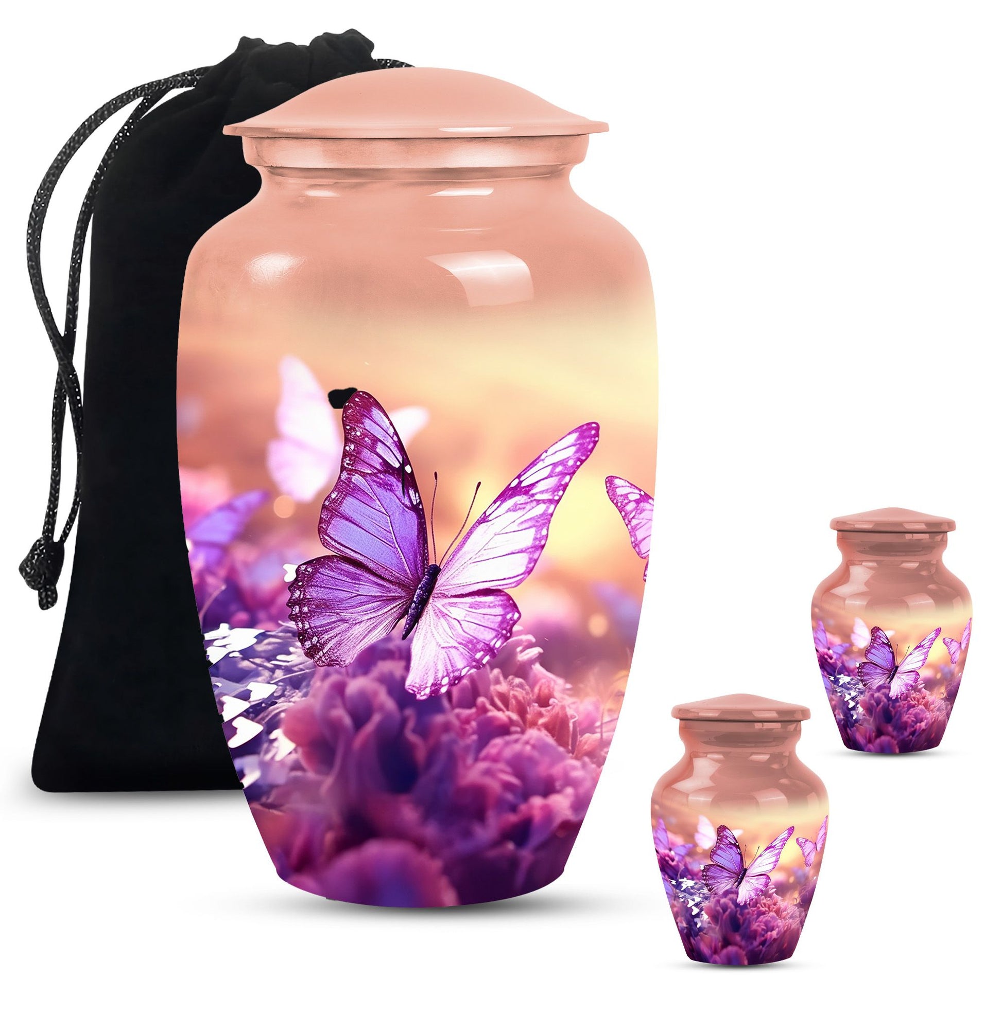 Butterflies Fly Sunset Meadow Teardrop Shaped Urns For Ashes