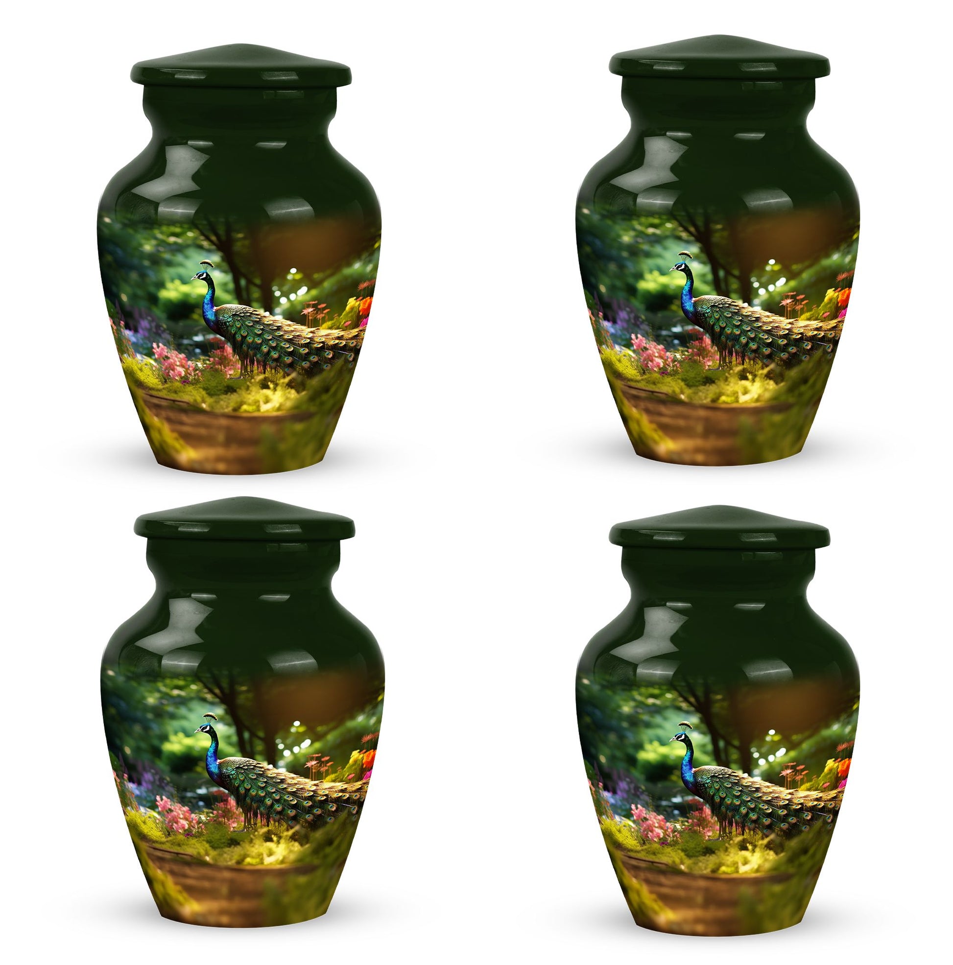 Colorfull Peacock Garden - Peacock Urn Teardrop Shaped Urns For Ashes