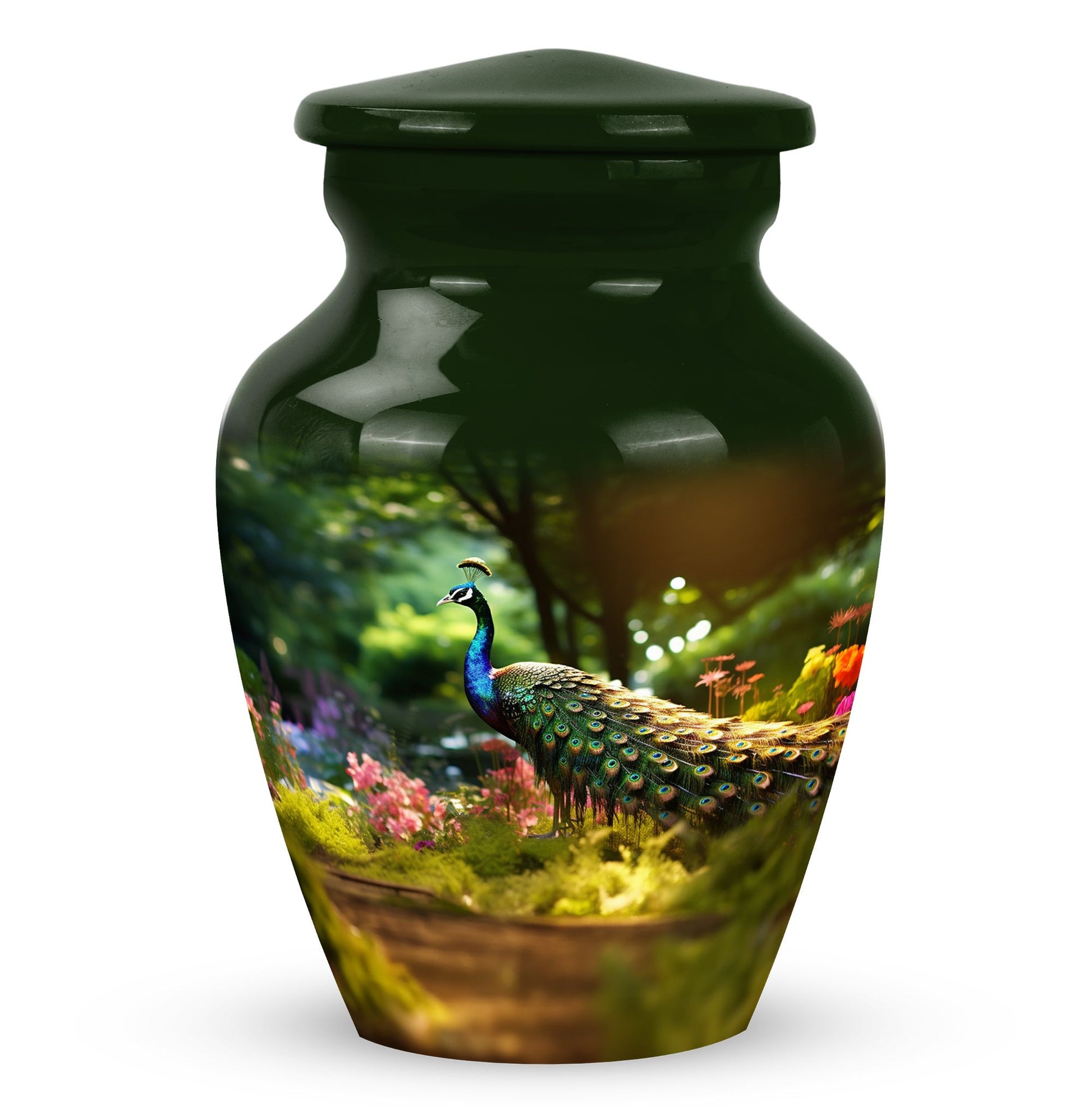 Colorfull Peacock Garden - Peacock Urn Teardrop Shaped Urns For Ashes