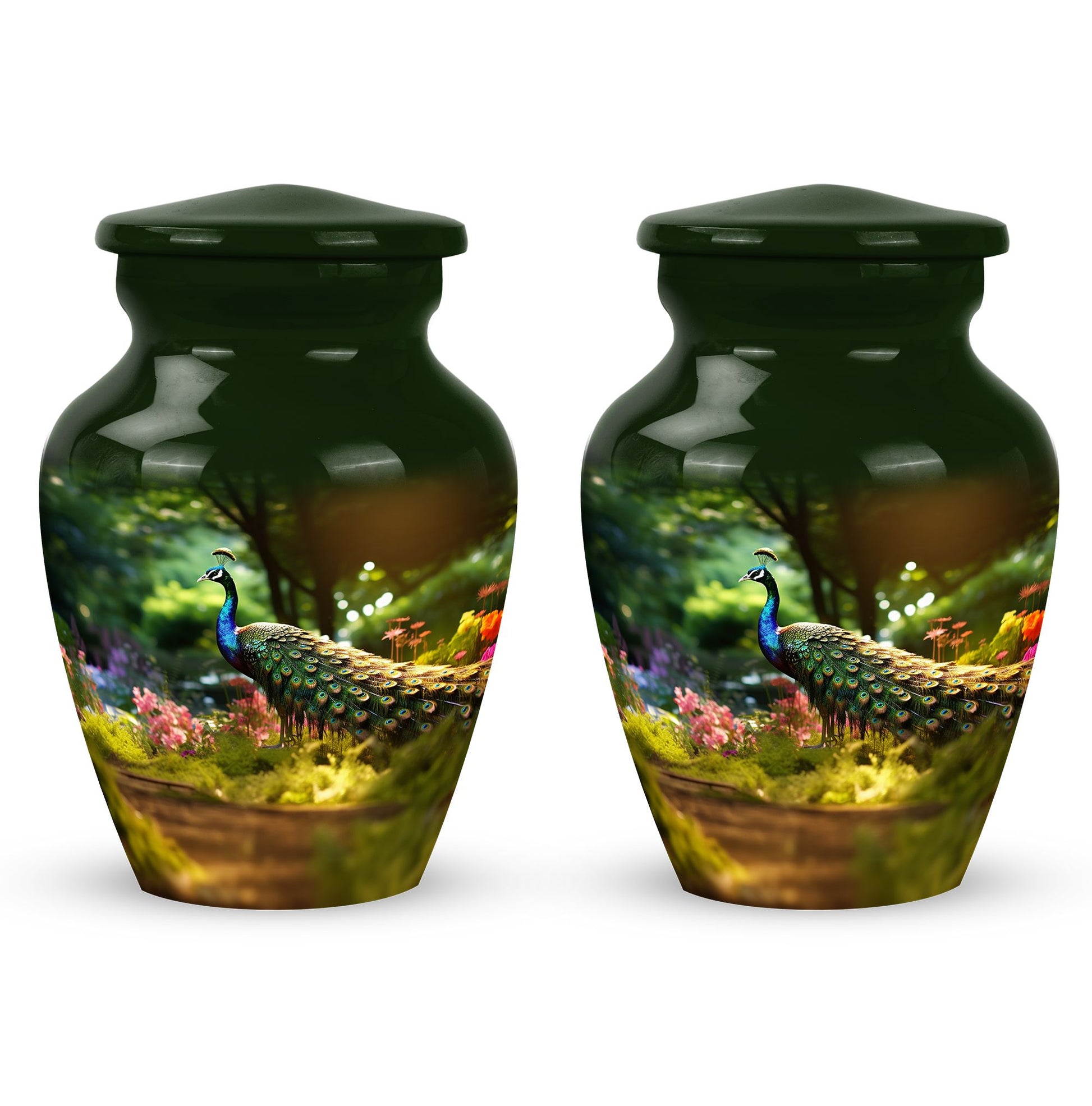 Colorfull Peacock Garden - Peacock Urn Teardrop Shaped Urns For Ashes
