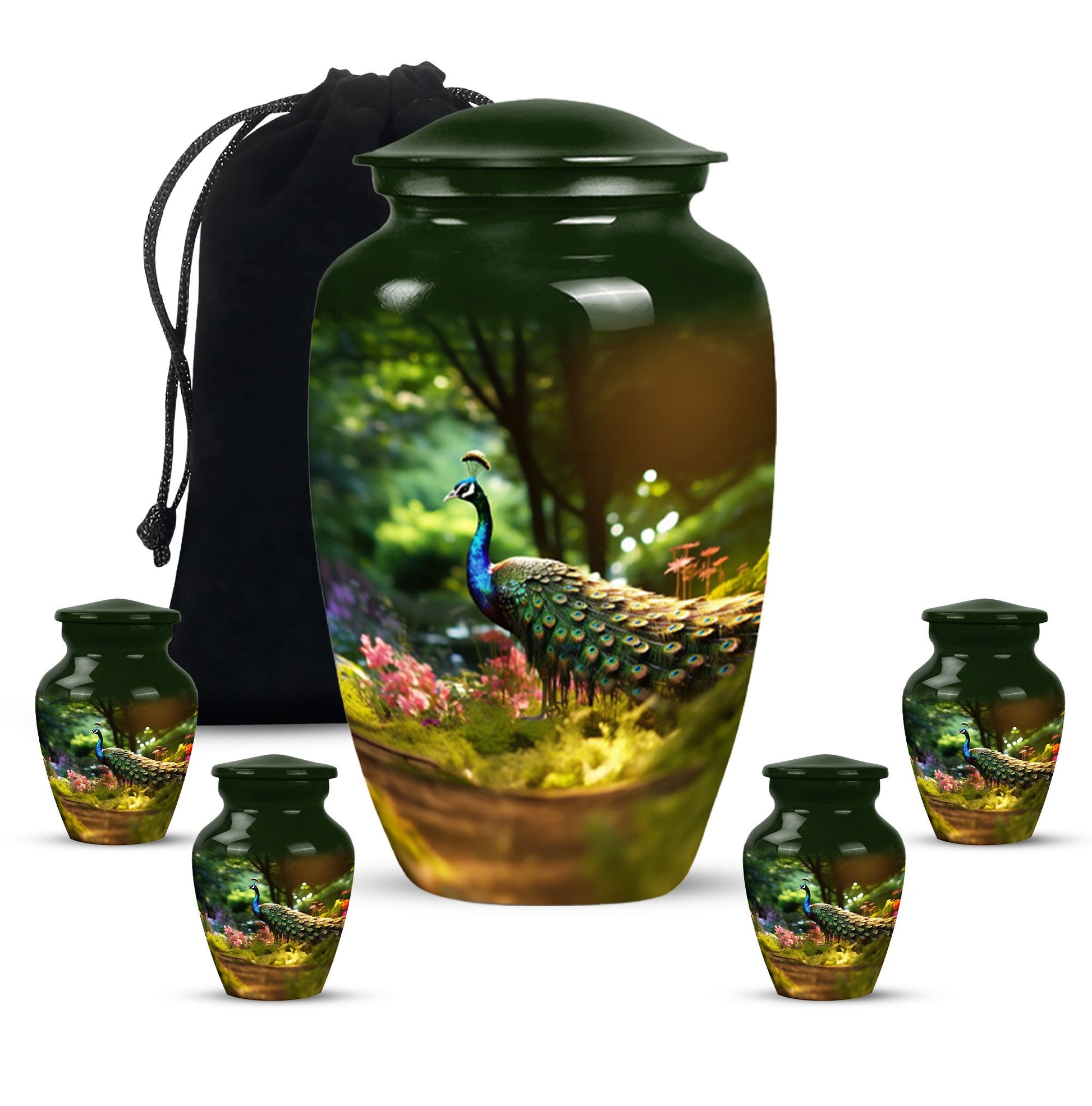 Colorfull Peacock Garden - Peacock Urn Teardrop Shaped Urns For Ashes