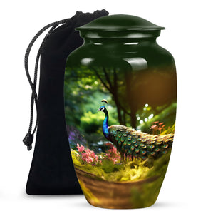 Colorfull Peacock Garden - Peacock Urn Teardrop Shaped Urns For Ashes