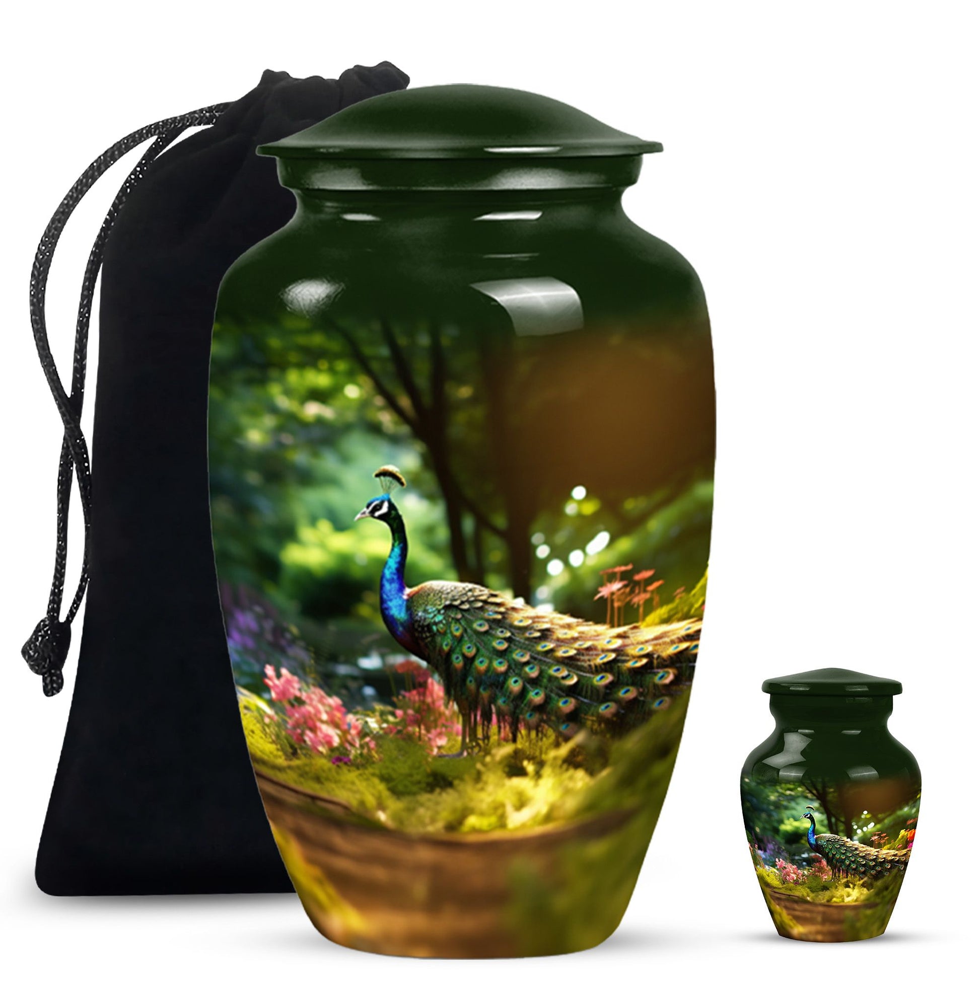 Colorfull Peacock Garden - Peacock Urn Teardrop Shaped Urns For Ashes