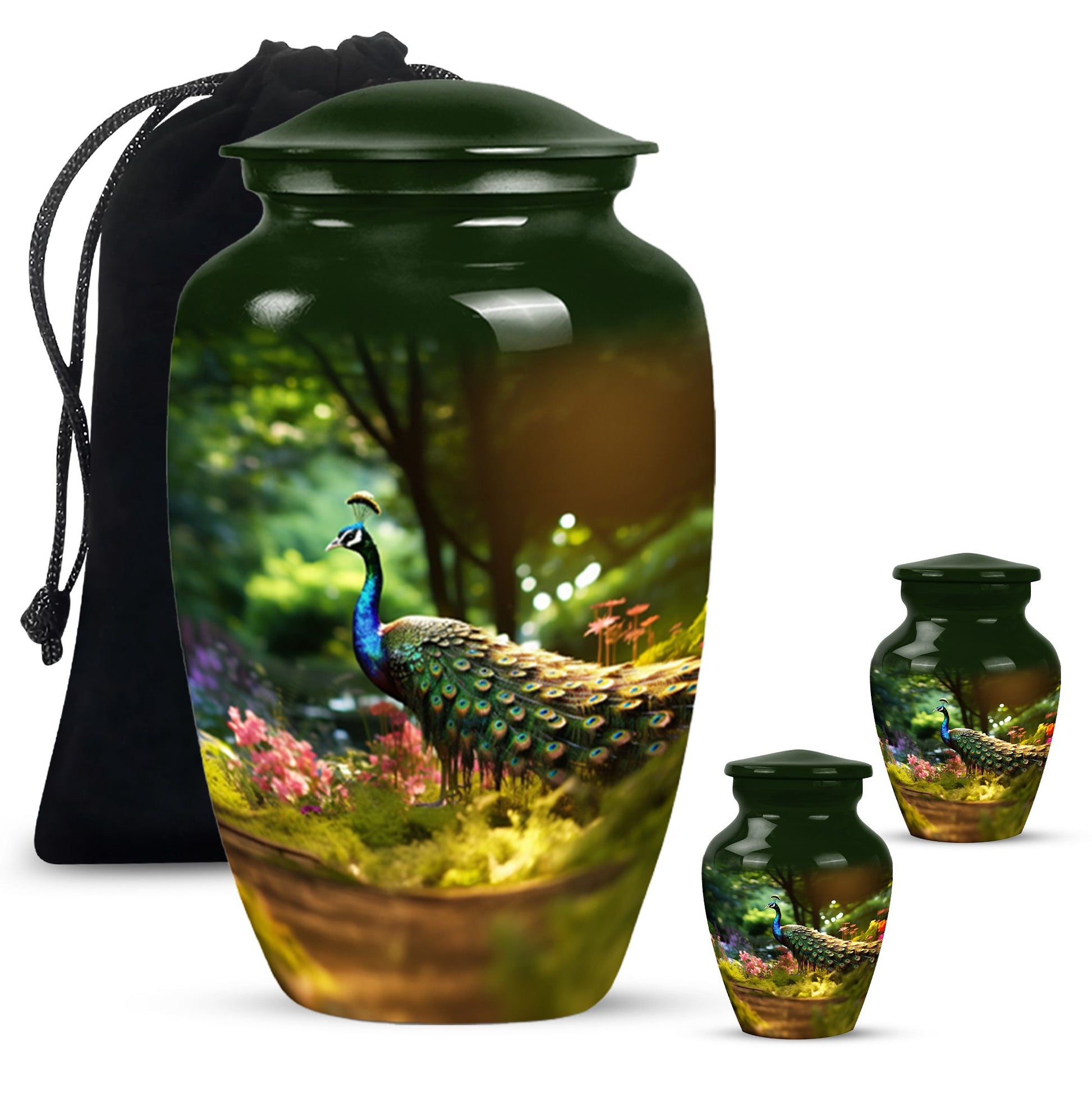 Colorfull Peacock Garden - Peacock Urn Teardrop Shaped Urns For Ashes