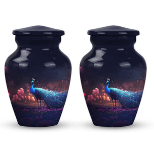 Peacock In A Pink Garden - Peacock Urn Teardrop Shaped Urns For Ashes
