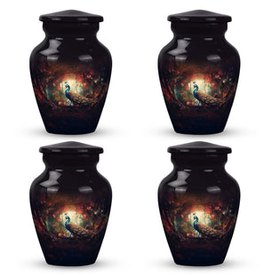 Peacock In A Red Forest - Peacock Urn Teardrop Cremation Urn