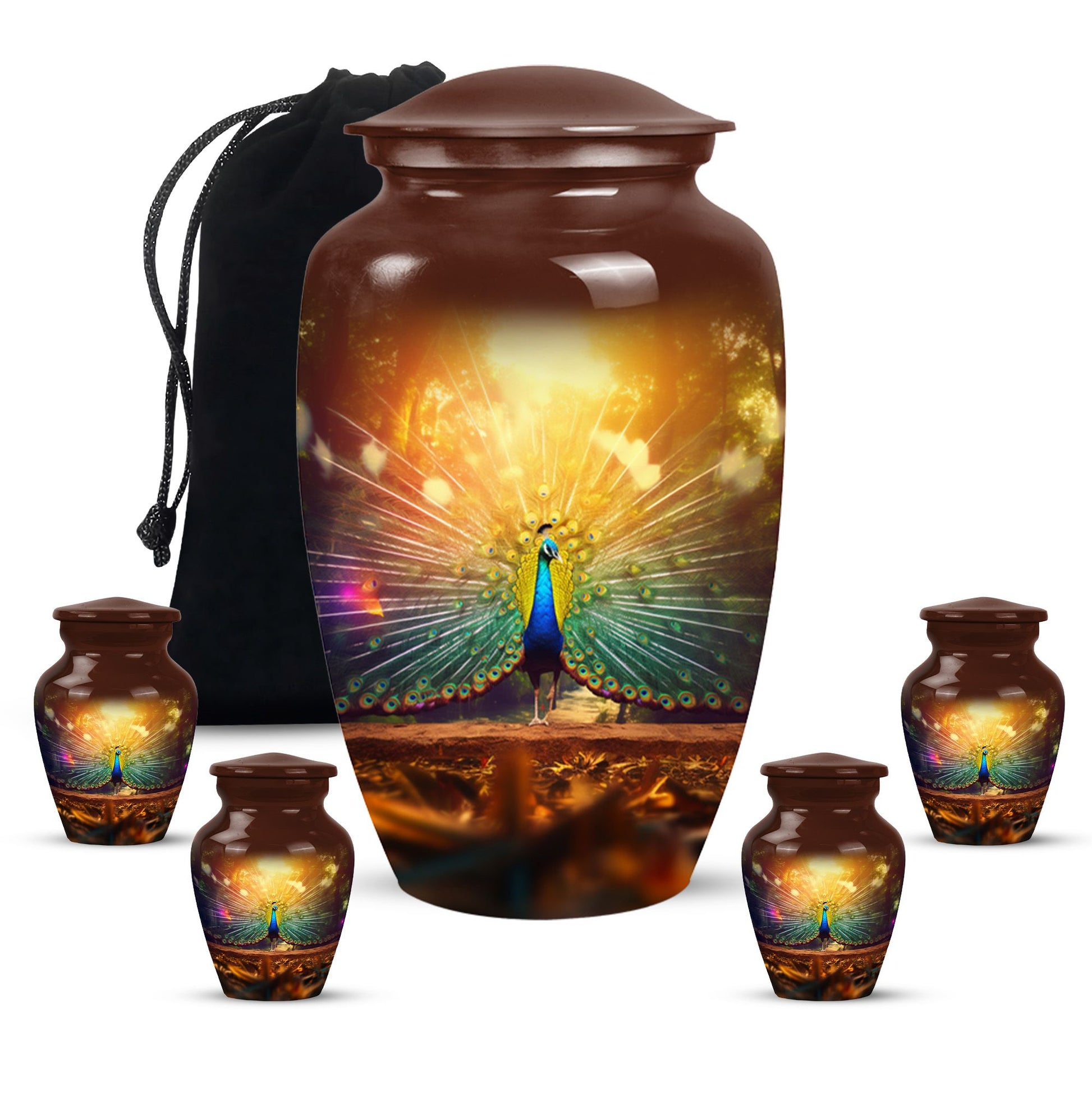 Peacock Feathers - Peacock Urn Teardrop Cremation Urn For Ashes