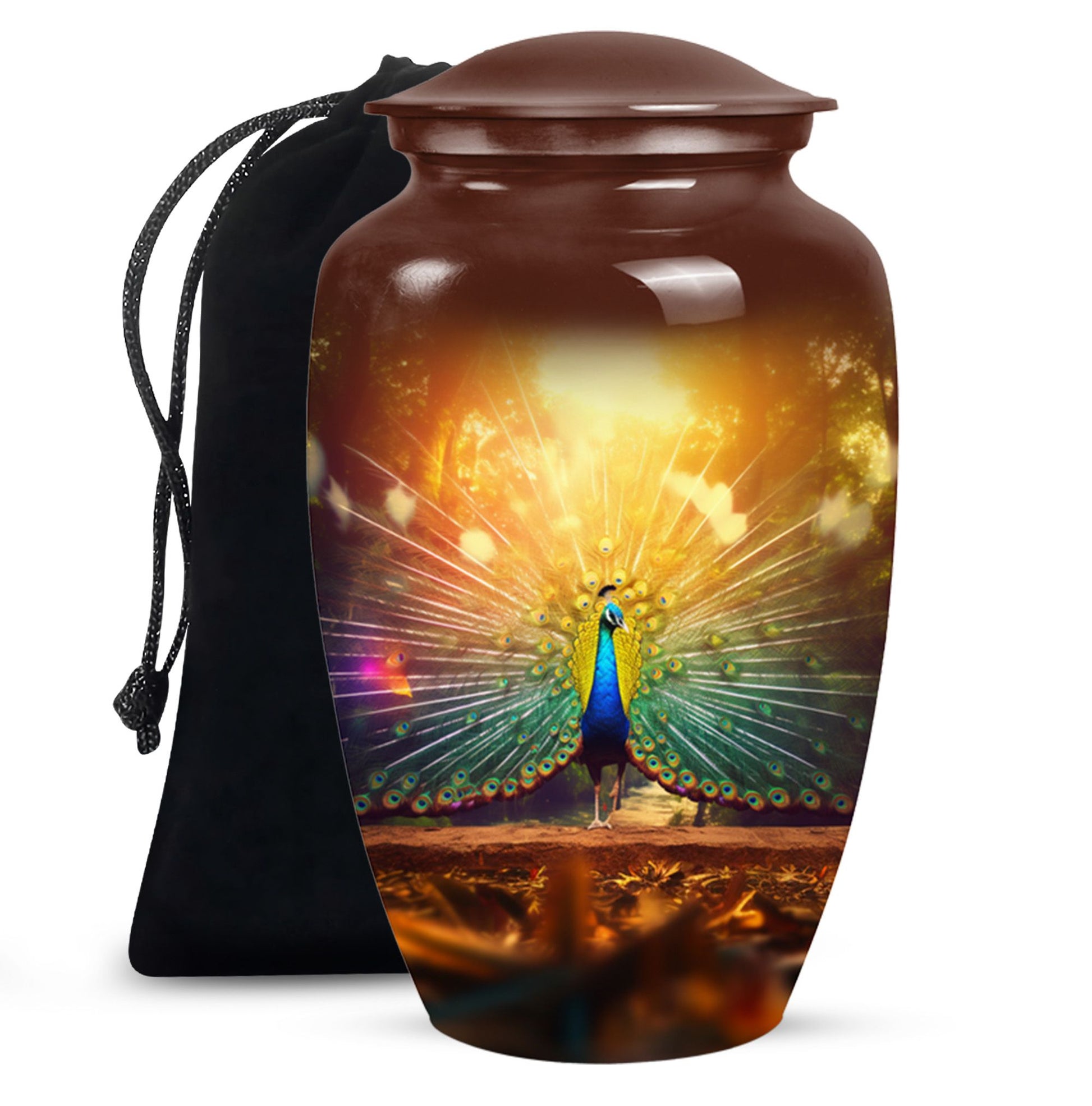 Peacock Feathers - Peacock Urn Teardrop Cremation Urn For Ashes