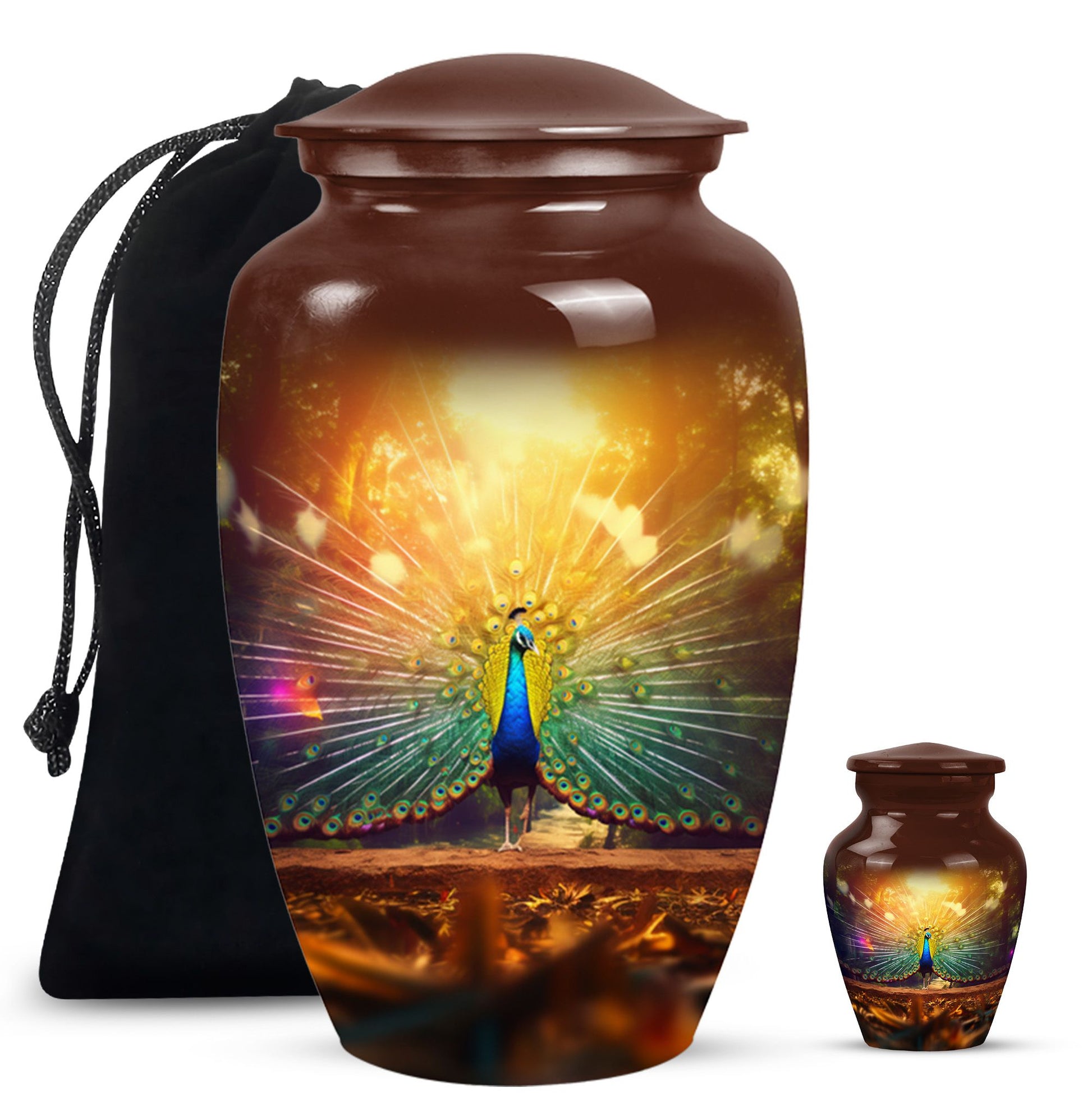 Peacock Feathers - Peacock Urn Teardrop Cremation Urn For Ashes